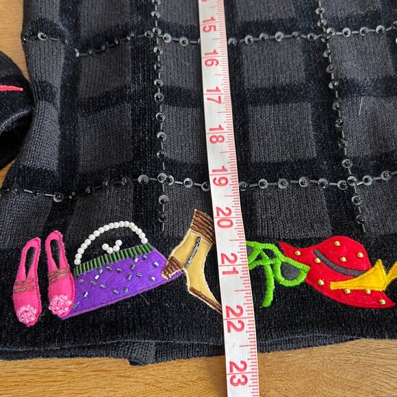 Just B Black Velour Decorative Sweater Cardigan XL - Picture 8 of 9